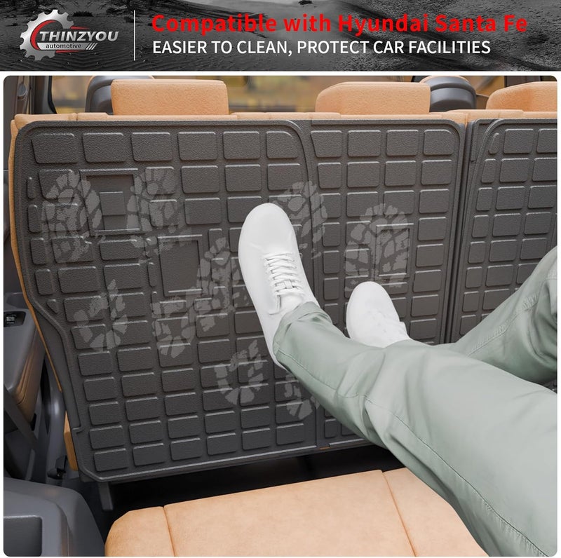 Thinzyou Kick Mats Compatible with 2024 2025 2026 Hyundai Santa Fe Back Seat Cover Protector TPE All Weather Backrest Mats 2024 Santa Fe Accessories (2024-2026,2nd Row Backrest Mat) - Image 5